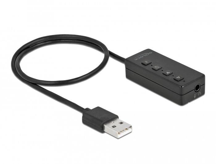 DeLock  DeLOCK Adaptateur USB d’écouteurs et microphone avec 2 jacks stéréo pour Windows et Mac OS 