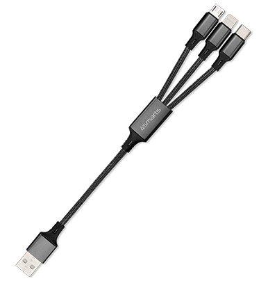 4smarts  ForkCord USB Kabel 0,2 m USB A USB CMicro USB ALightning Schwarz 