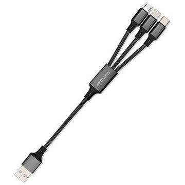 ForkCord câble USB 0,2 m USB A USB C/Micro USB A/Lightning Noir