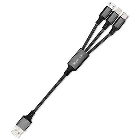 4smarts  ForkCord USB Kabel 0,2 m USB A USB CMicro USB ALightning Schwarz 