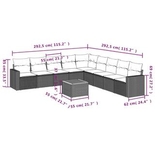 VidaXL Ensemble de canapés de jardin rotin synthétique  