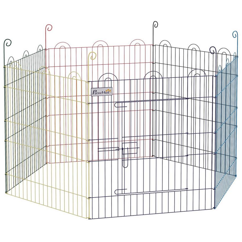 Northio  Parc pour chiots, enclos pour animaux de compagnie, 6 pièces, clôture pour chiots de 60cm, parc à monter soi-même, enclos extérieur avec porte, en métal, coloré 