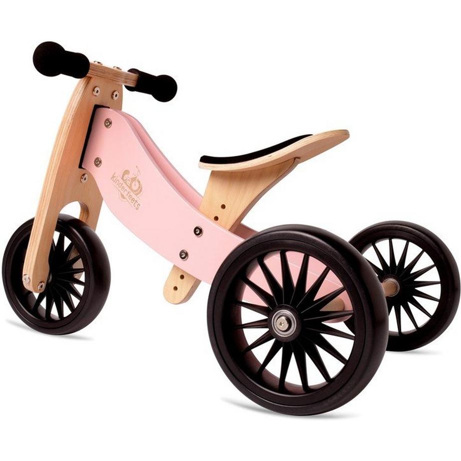 Kinderfeets 2 en 1 draisienne et tricycle en bois Tiny Tot Plus - Rose