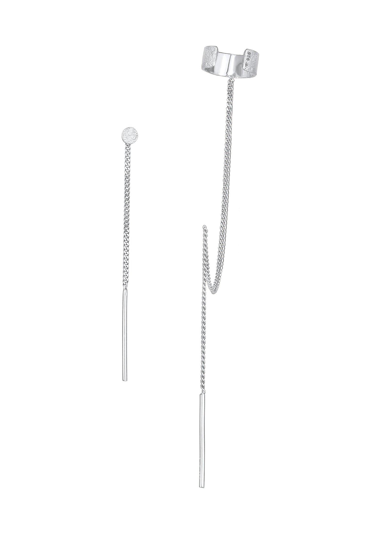 Elli  Ohrringe Earcuff Mit Kette Durchzieher Plättchen 