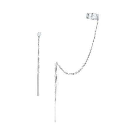 Elli  Ohrringe Earcuff Mit Kette Durchzieher Plättchen 