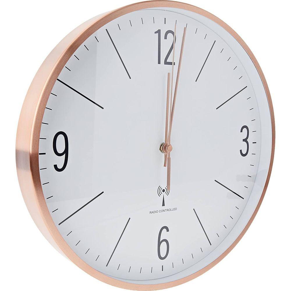 TFA Dostmann Analoge Funk-Wanduhr mit Kupferrahmen  