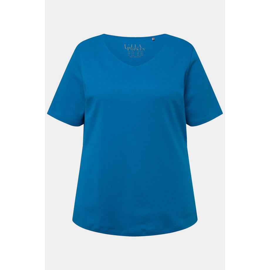 Ulla Popken T-shirt Slim Fit Double Couche Devant Col Rond Manches Courtes  