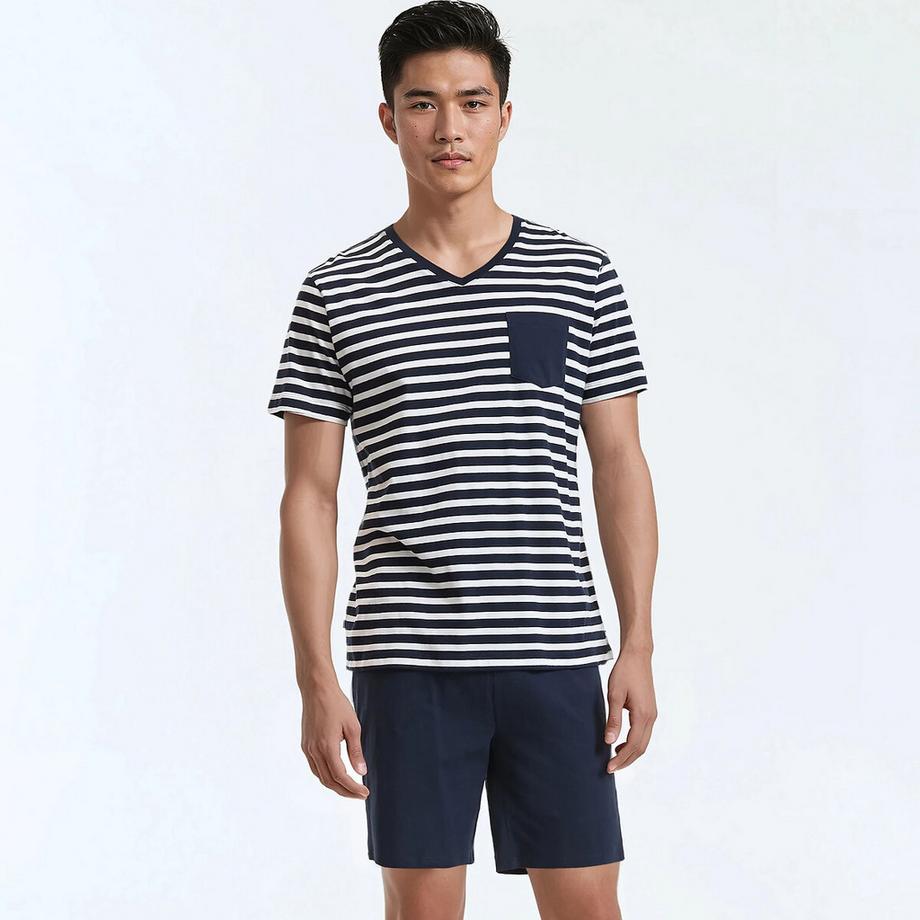 Jersey-Pyjashorts mit V-Ausschnitt