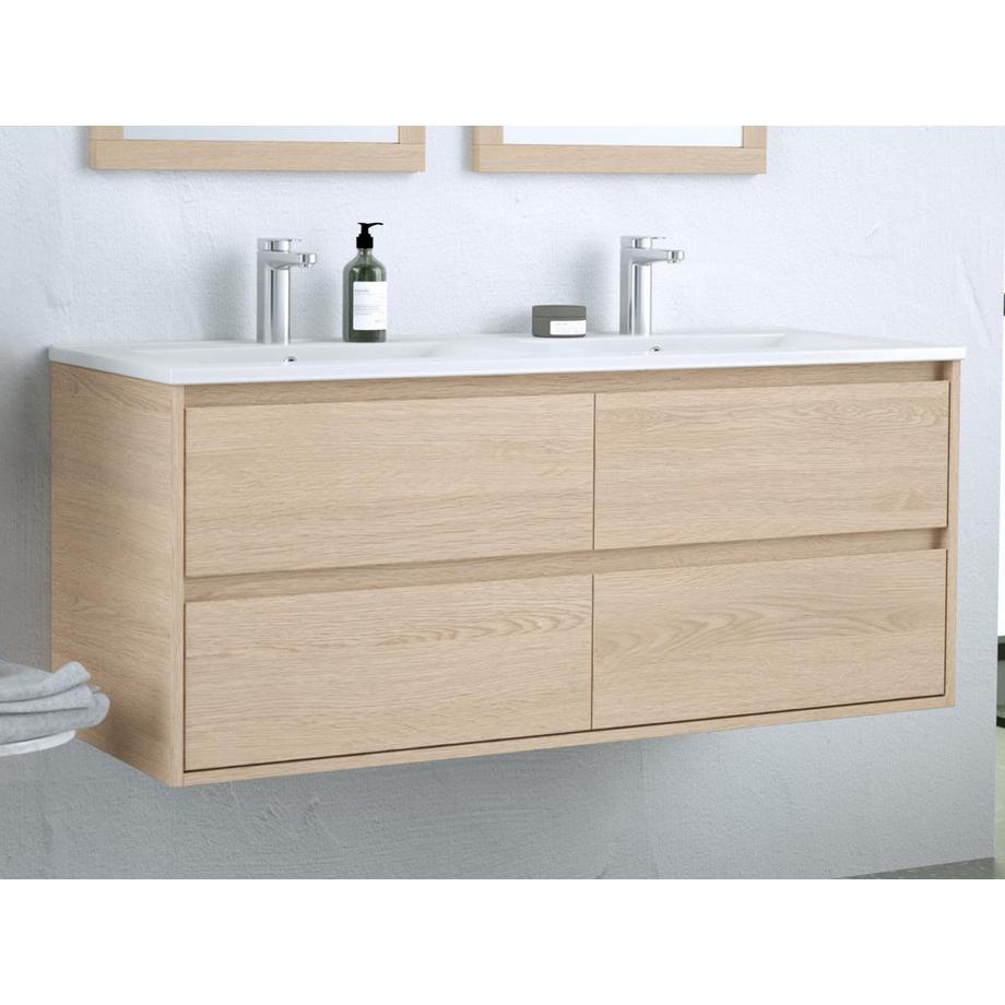 Vente-unique Mobile per bagno sospeso con lavabo da incasso 120 cm Placcatura rovere - MILIPAM  