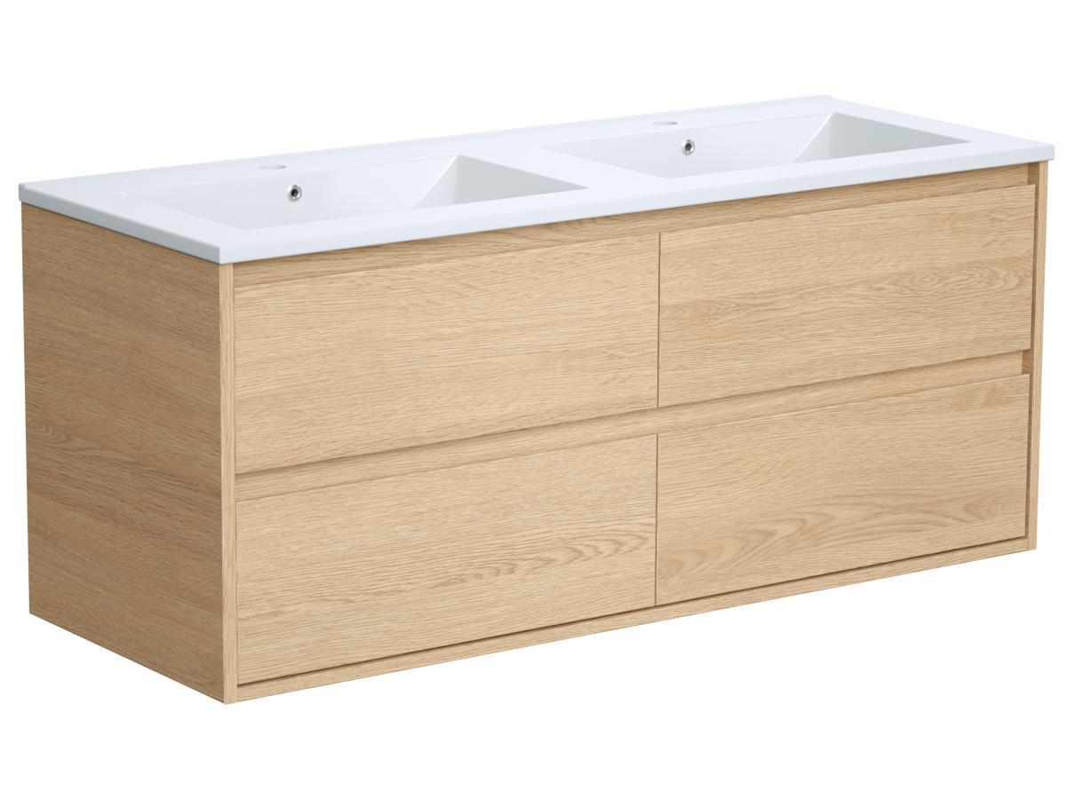 Vente-unique Mobile per bagno sospeso con lavabo da incasso 120 cm Placcatura rovere - MILIPAM  
