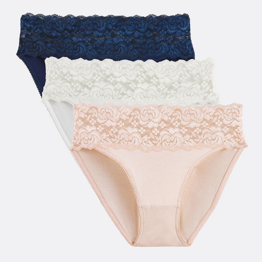 La Redoute Collections 3er-Pack Slips mit breitem Spitzenbund  