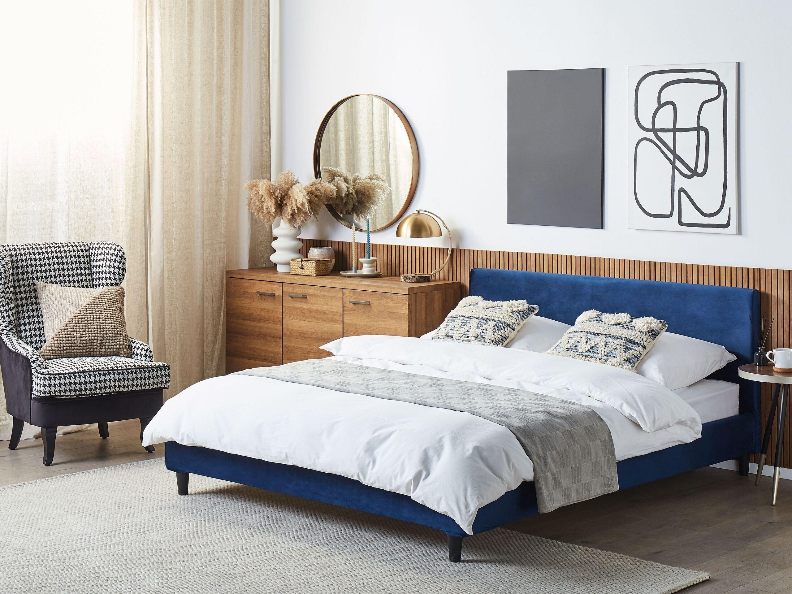 Beliani Bett mit Lattenrost aus Samtstoff Modern FITOU  