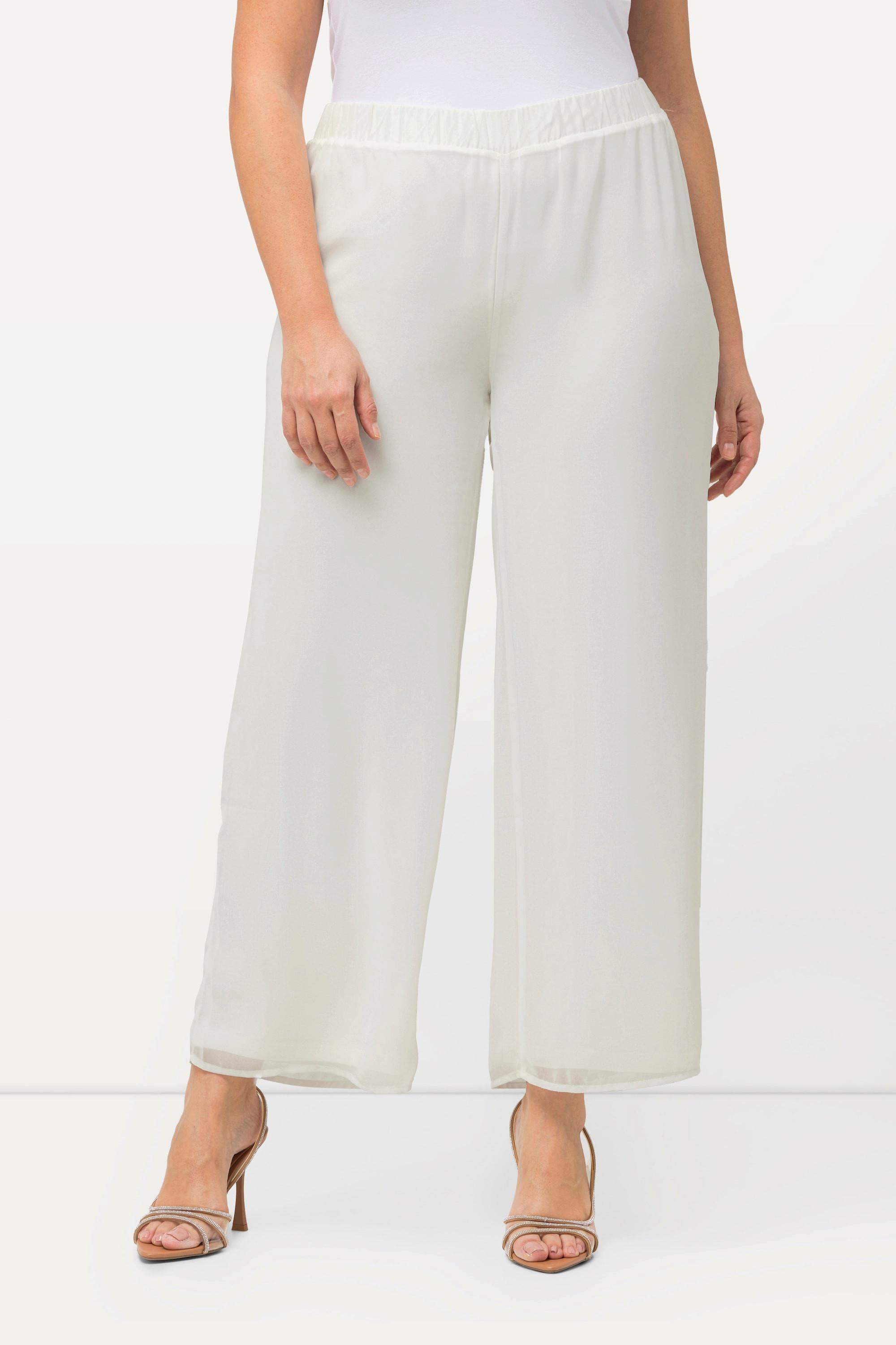 Ulla Popken  Pantalon double épaisseur, jersey et doublure en mousseline. Jambe large et taille élastique. 