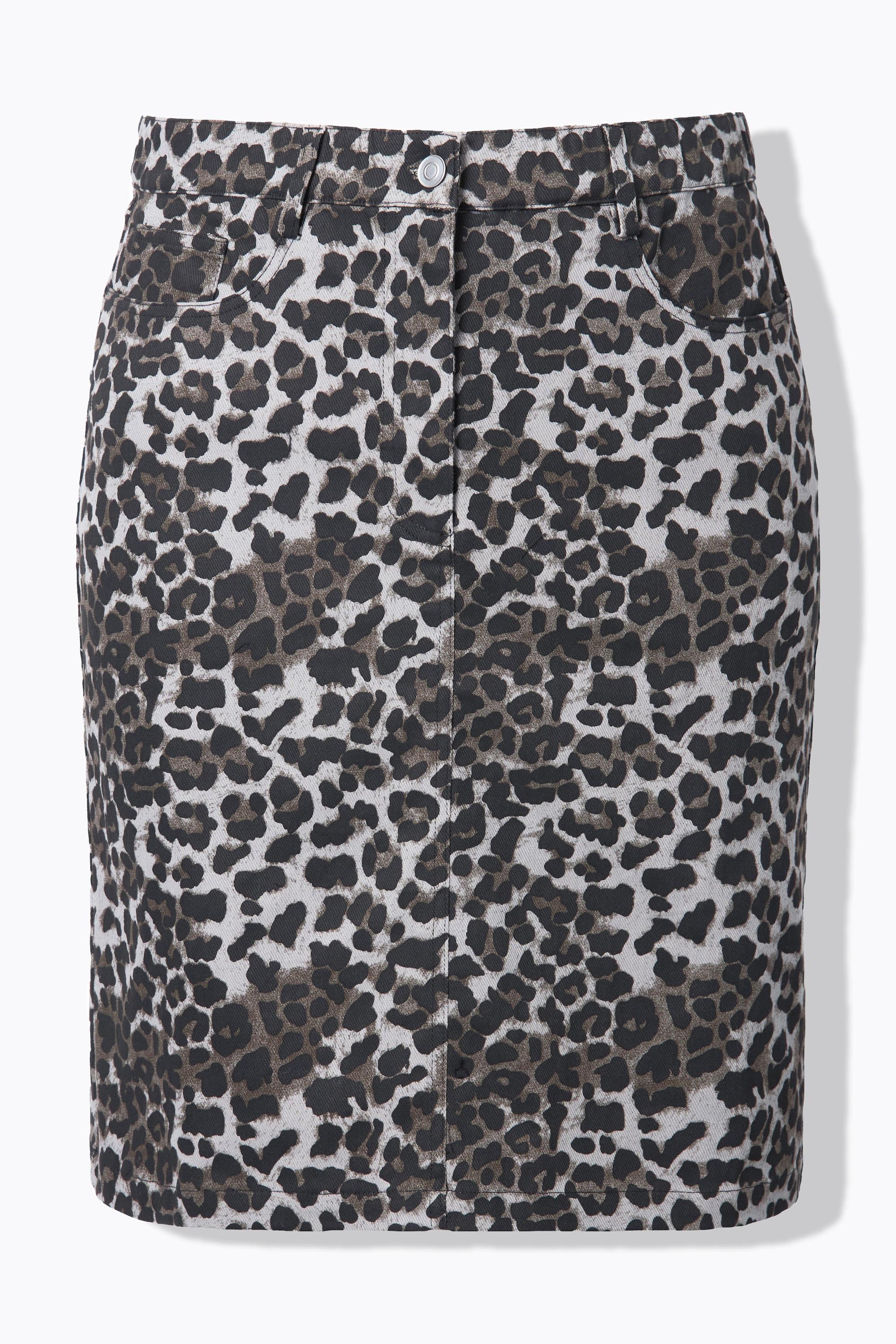 Studio Untold Gonna di Jeans Svasata Stampa Leopardata Vita Elastica  