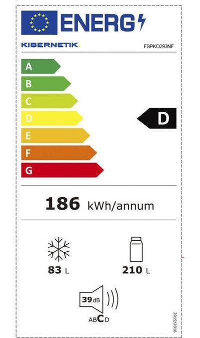 Kibernetik Réfrigérateur-congélateur FSP 293 litres No Frost acier chromé ( D )  