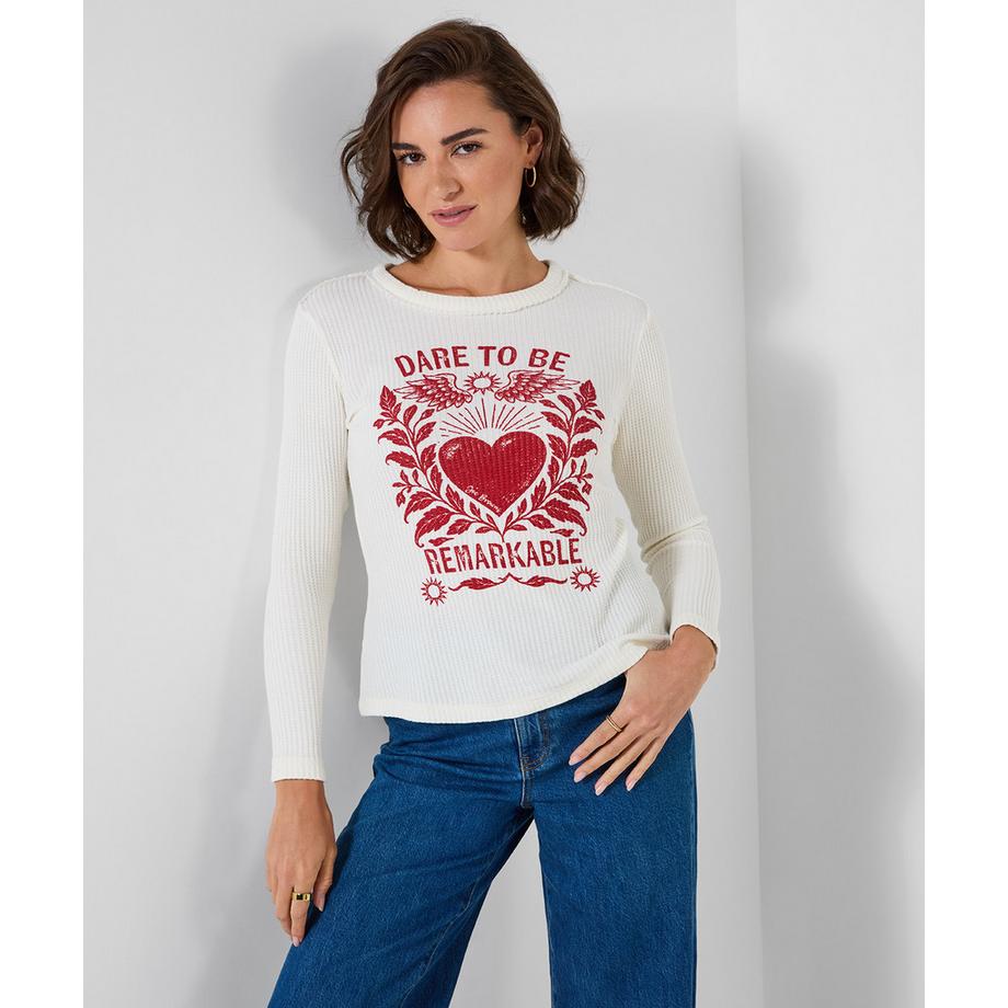 Joe Browns Langärmeliges Henley-Shirt mit Waffelstruktur und Print  