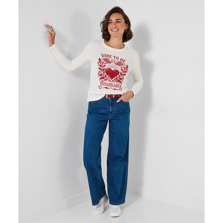 Joe Browns Langärmeliges Henley-Shirt mit Waffelstruktur und Print  
