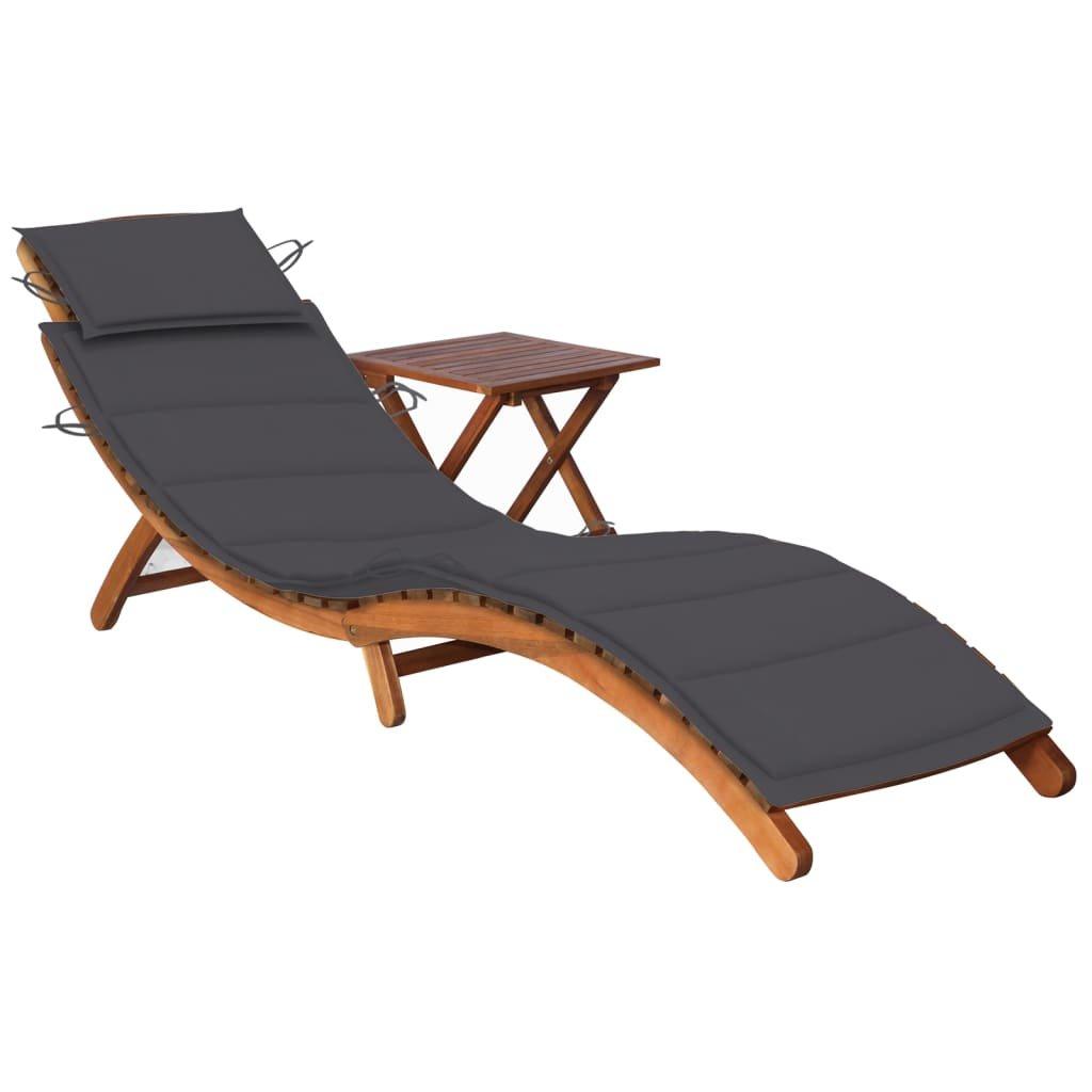 VidaXL Chaise longue avec table bois d'acacia  