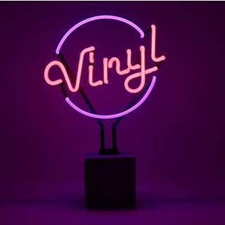 Locomocean Lampe de table en verre néon avec socle en béton - Vinyle Violet  
