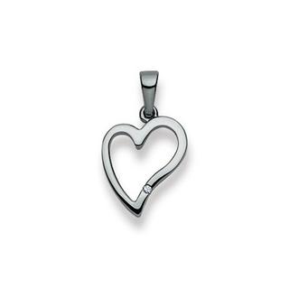 MUAU Schmuck  Pendentif coeur or blanc 750 diamant 0.01.00ct. 21x12mm 