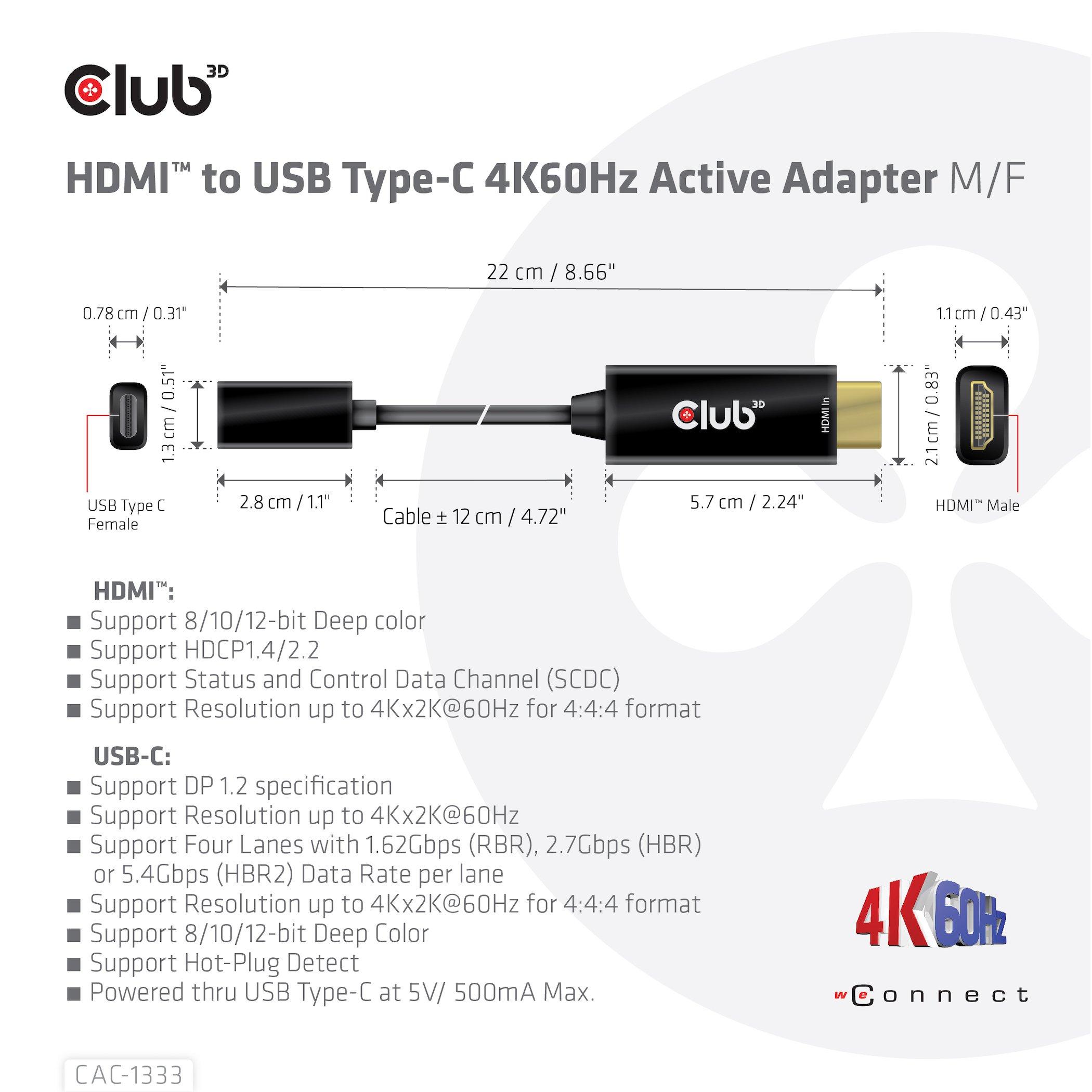 CLUB 3D  Adapterkabel HDMI - USB Type-C 