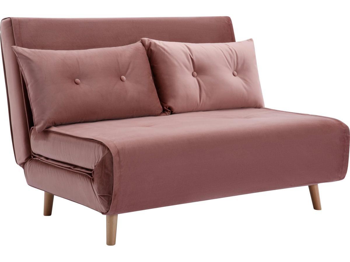 Vente-unique Sofa 2-Sitzer mit Schlaffunktion - Samt - Puderrosa - URIBIA  