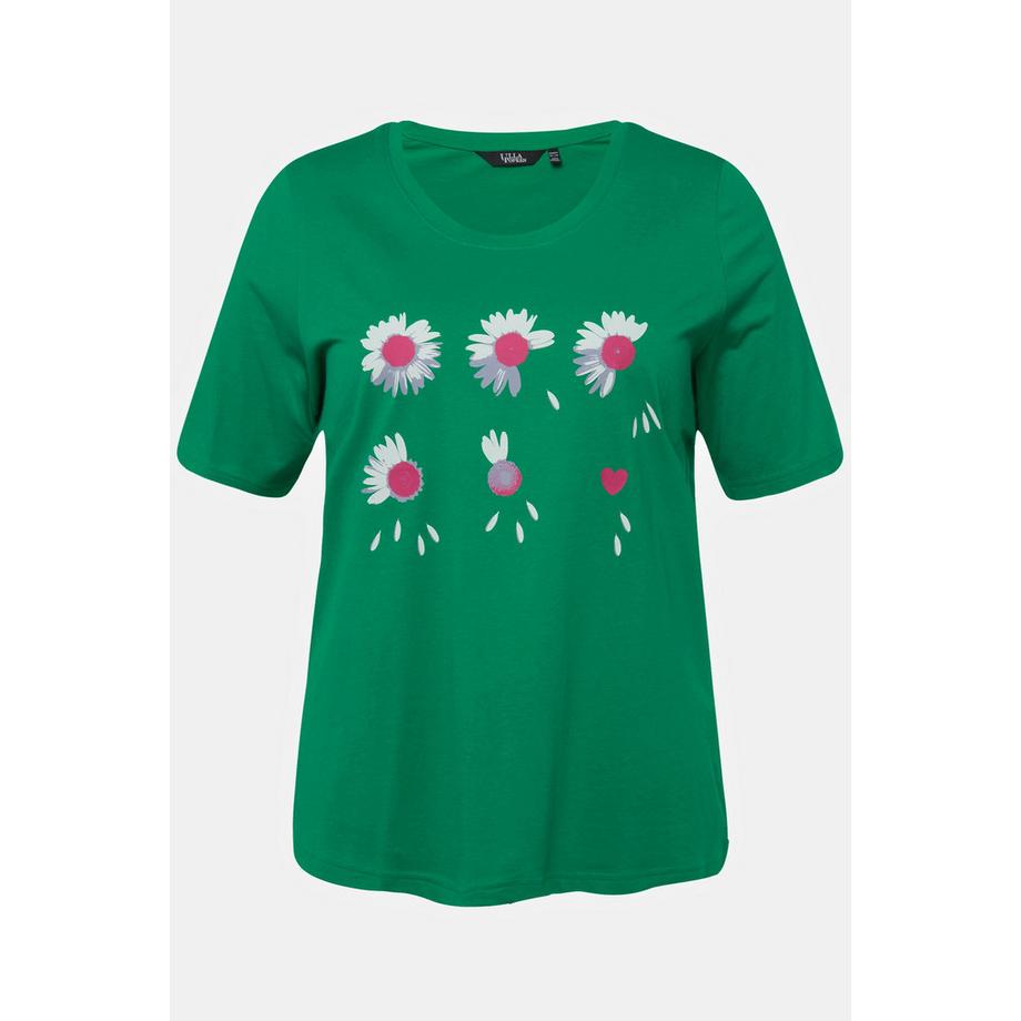 Ulla Popken Classic Blüten Print Halbarm T-Shirt  