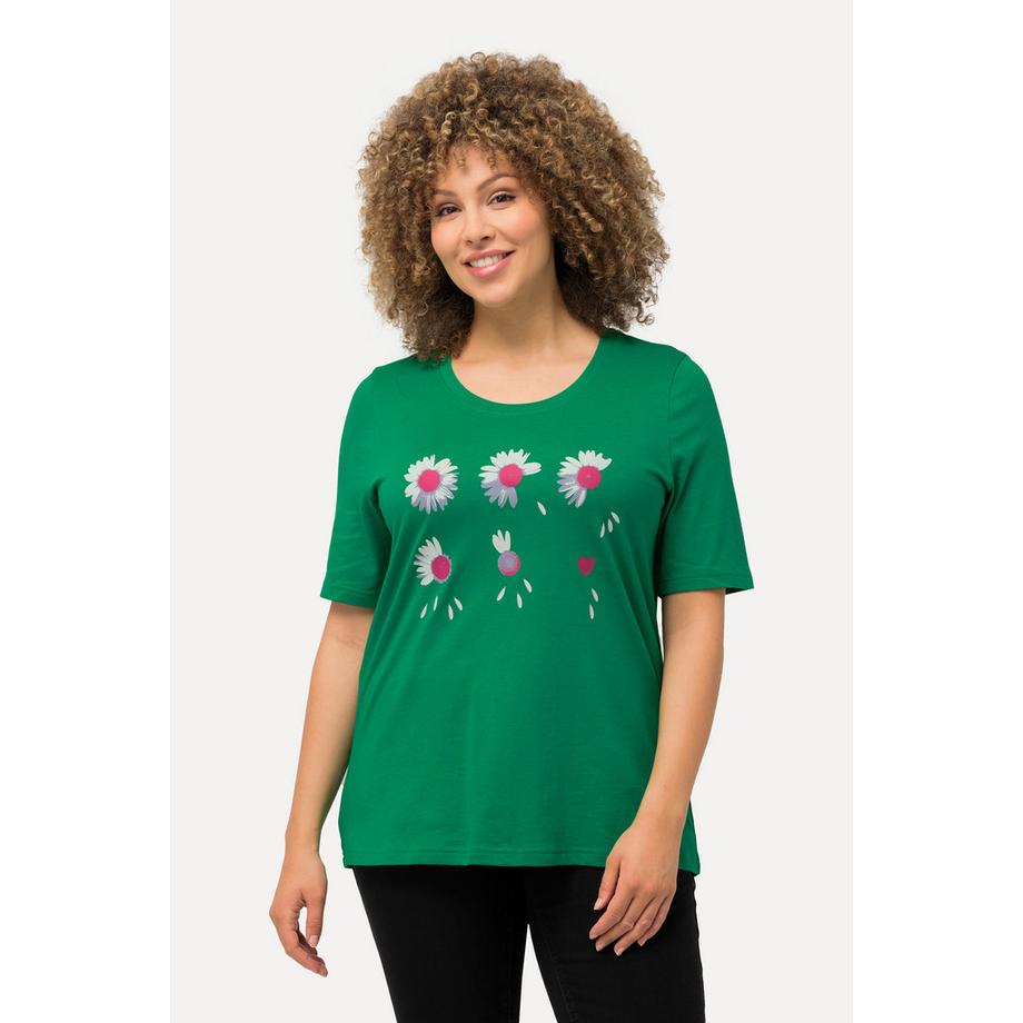 Ulla Popken Classic Blüten Print Halbarm T-Shirt  