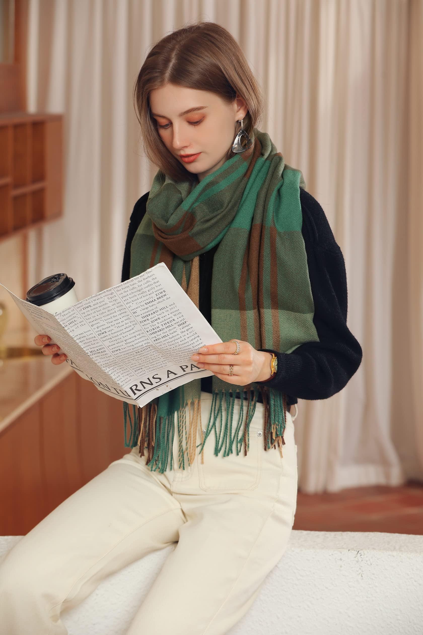 Only-bags.store Sciarpa Oversize a Quadri Effetto Cashmere  