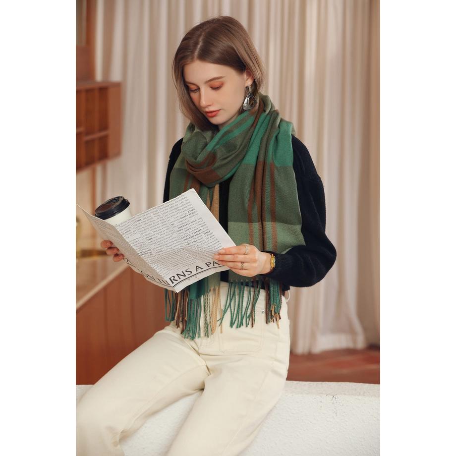 Only-bags.store Karierter Kaschmir-Look Oversized Schal  