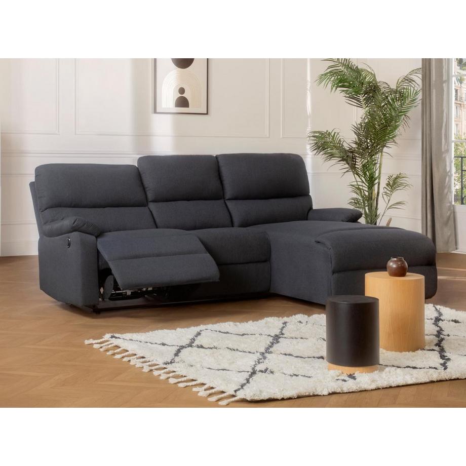 Ysmée Ecksofa Relaxsofa elektrisch - Stoff - Ecke Rechts - Anthrazit - LUNANO  