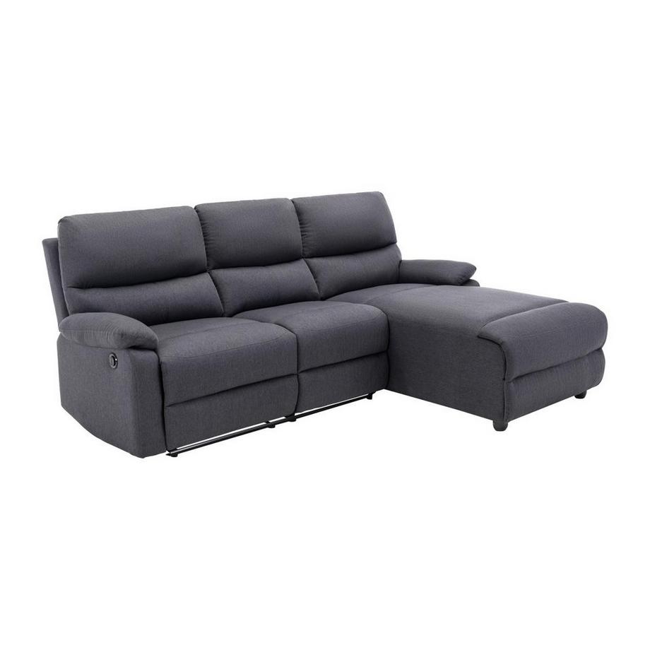 Ysmée Ecksofa Relaxsofa elektrisch - Stoff - Ecke Rechts - Anthrazit - LUNANO  