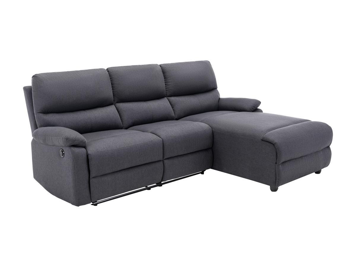 Vente-unique Ecksofa Relaxsofa elektrisch - Stoff - Ecke Rechts - Anthrazit - LUNANO  