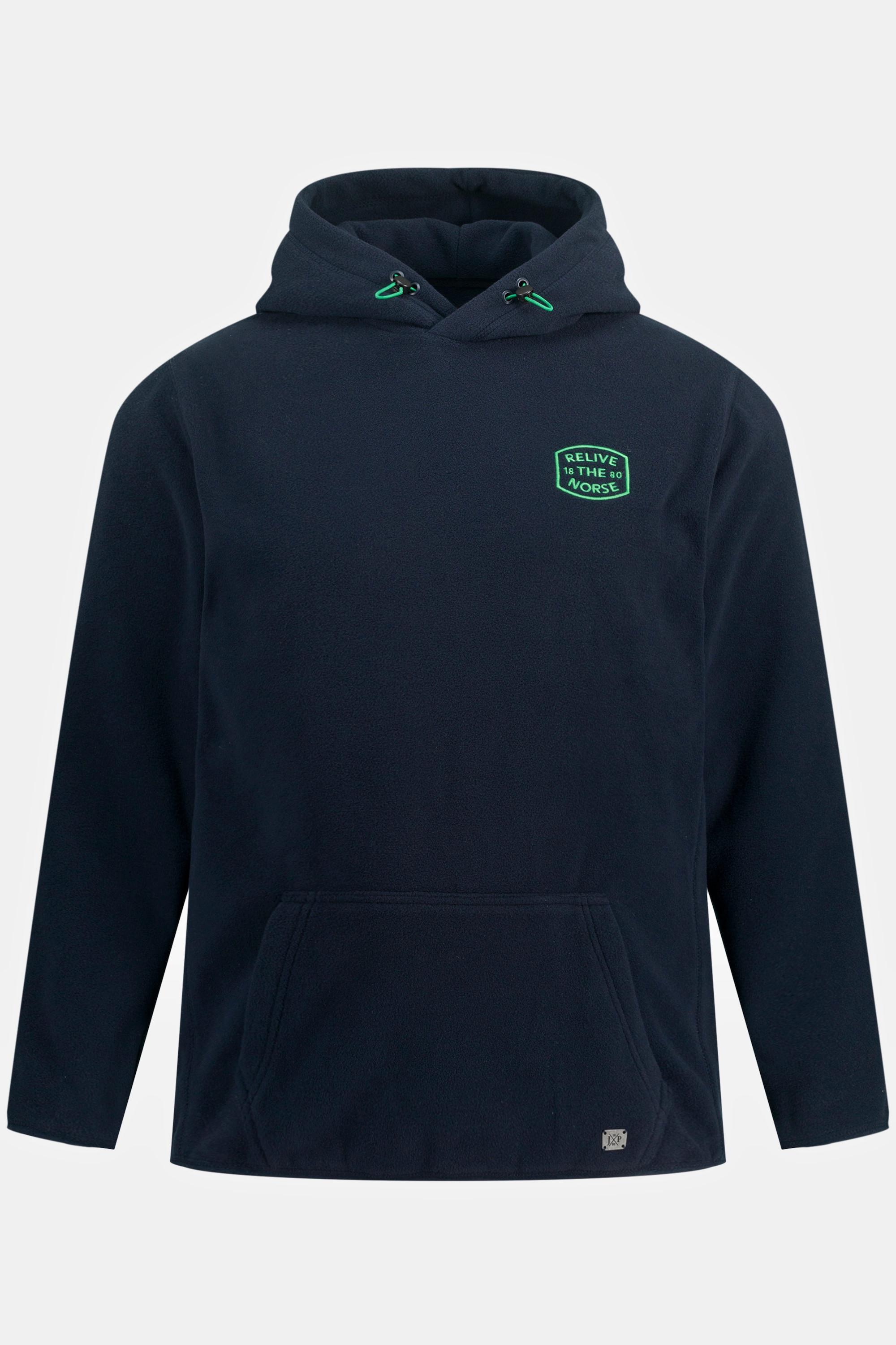 JP1880  Fleece-Hoodie, Kapuze, elastische Einfassungen 