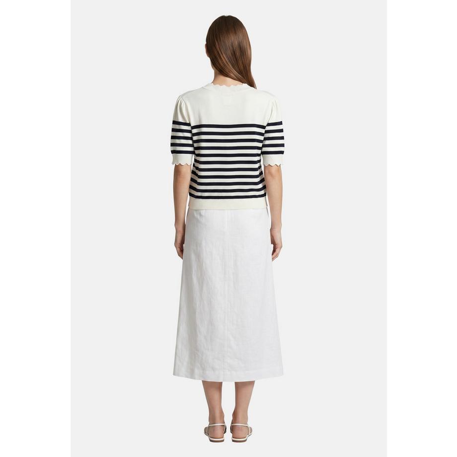 Roberta Rossi Pullover a righe con scollo a conchiglia  