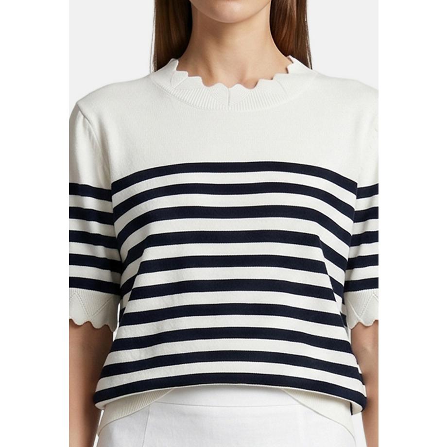 Roberta Rossi Pullover a righe con scollo a conchiglia  