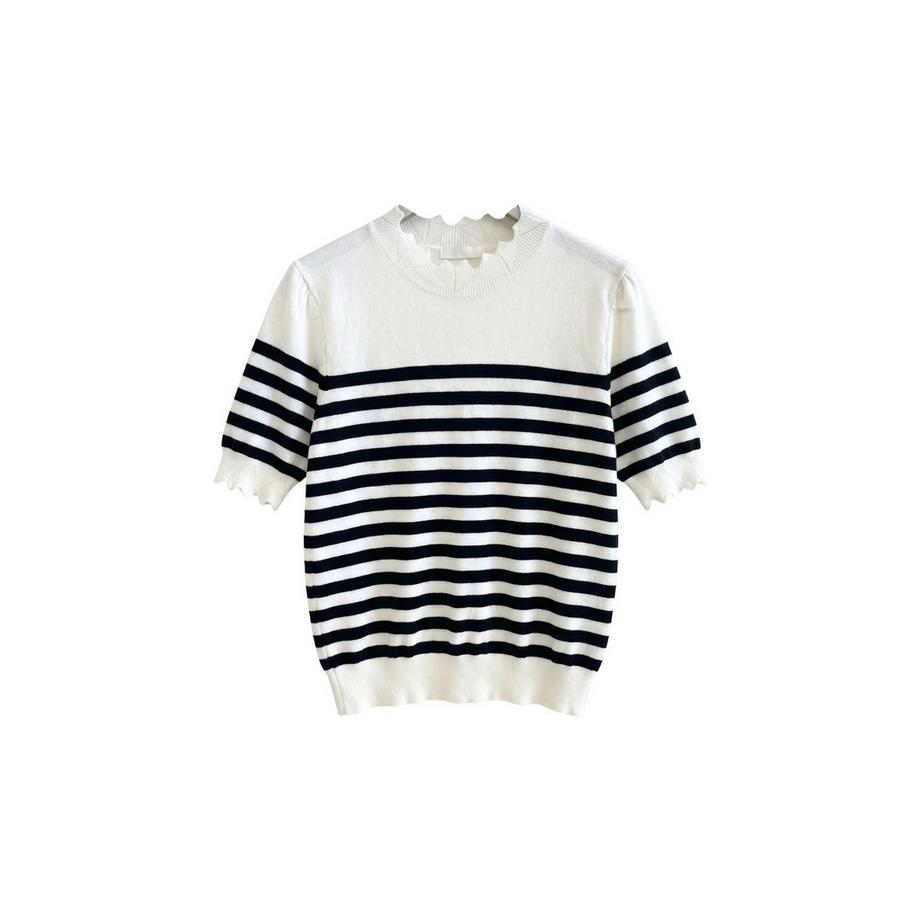Roberta Rossi Pullover a righe con scollo a conchiglia  