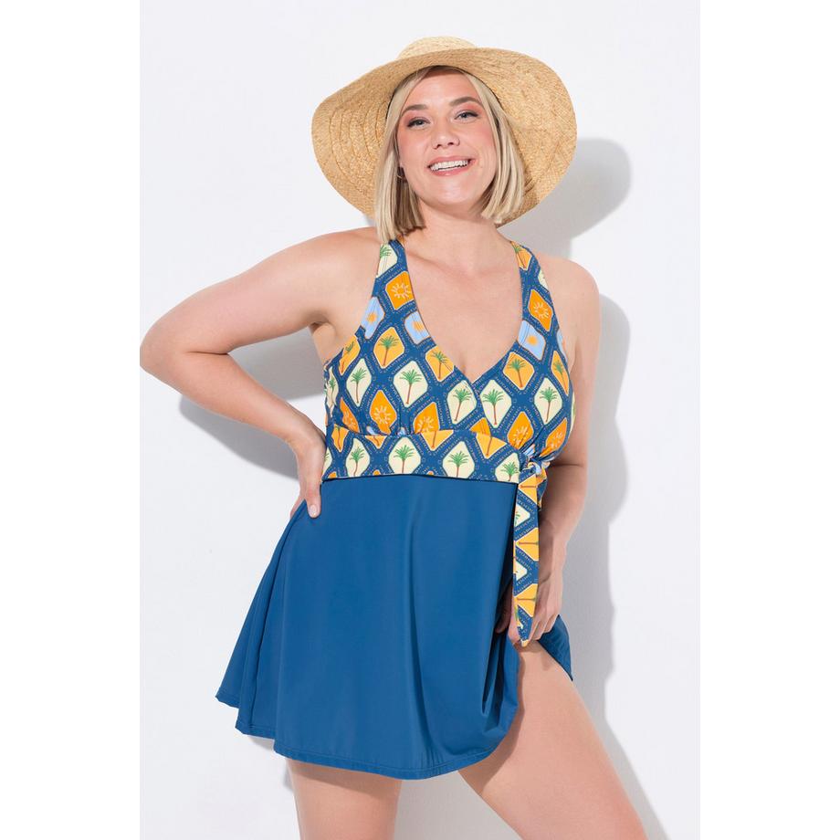 Ulla Popken Robe de bain Nœud Bonnets Souples Effet Tour de Cou  