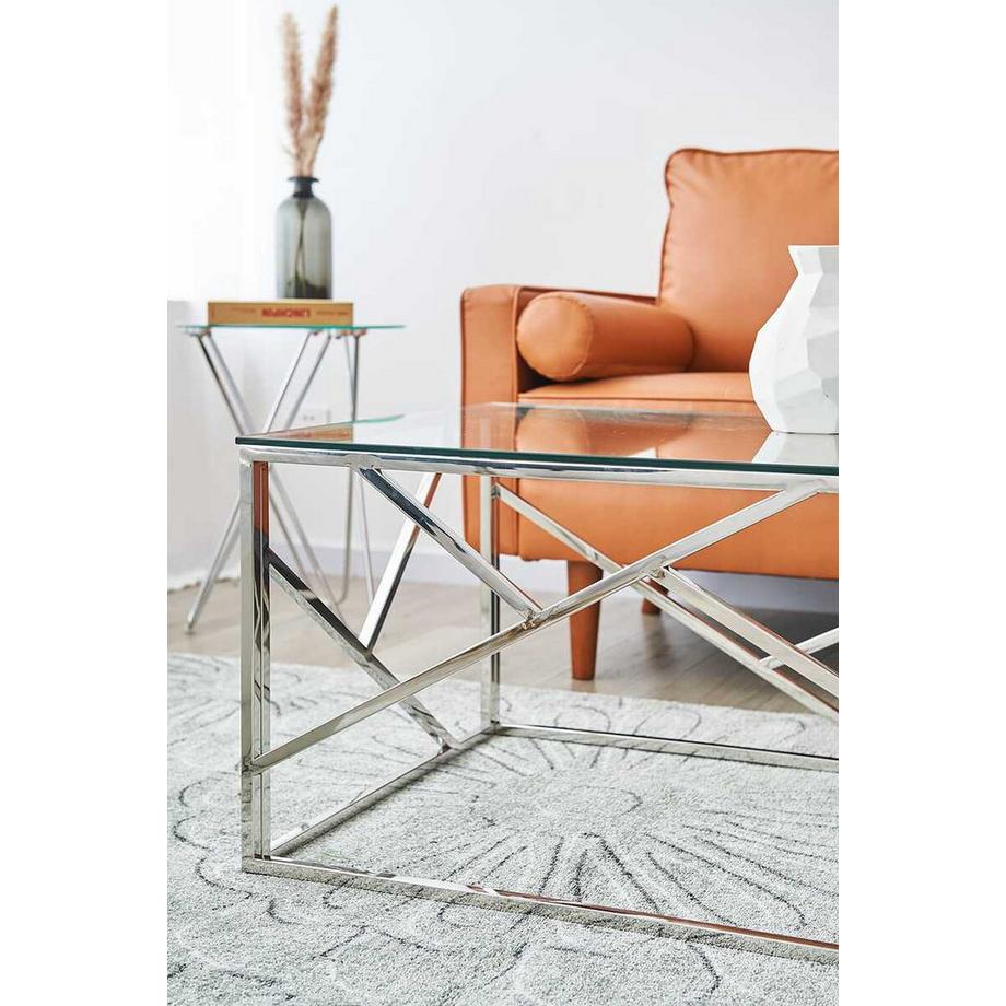 mutoni Table basse Blubstix métal verre argent 120  