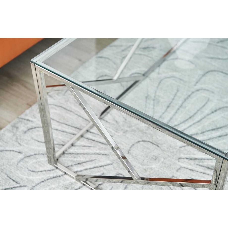 mutoni Table basse Blubstix métal verre argent 120  