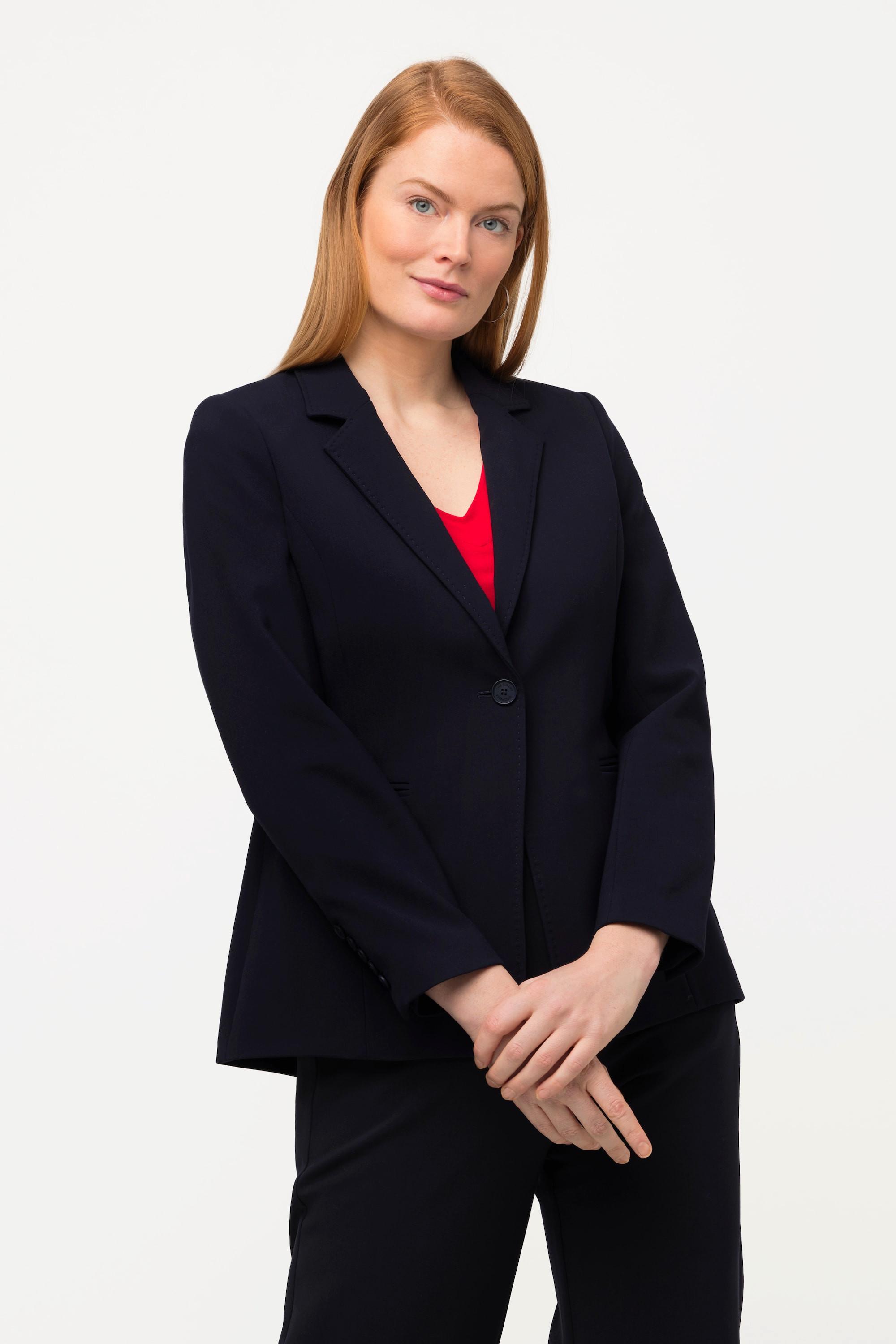 Ulla Popken Blazer Fitted Punto Decorativo Collo Revers  