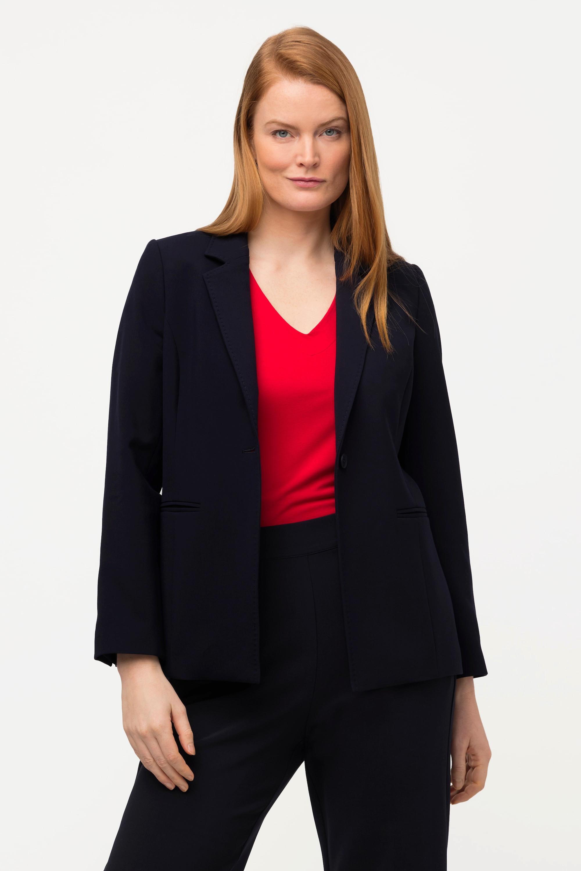 Ulla Popken Blazer Fitted Punto Decorativo Collo Revers  