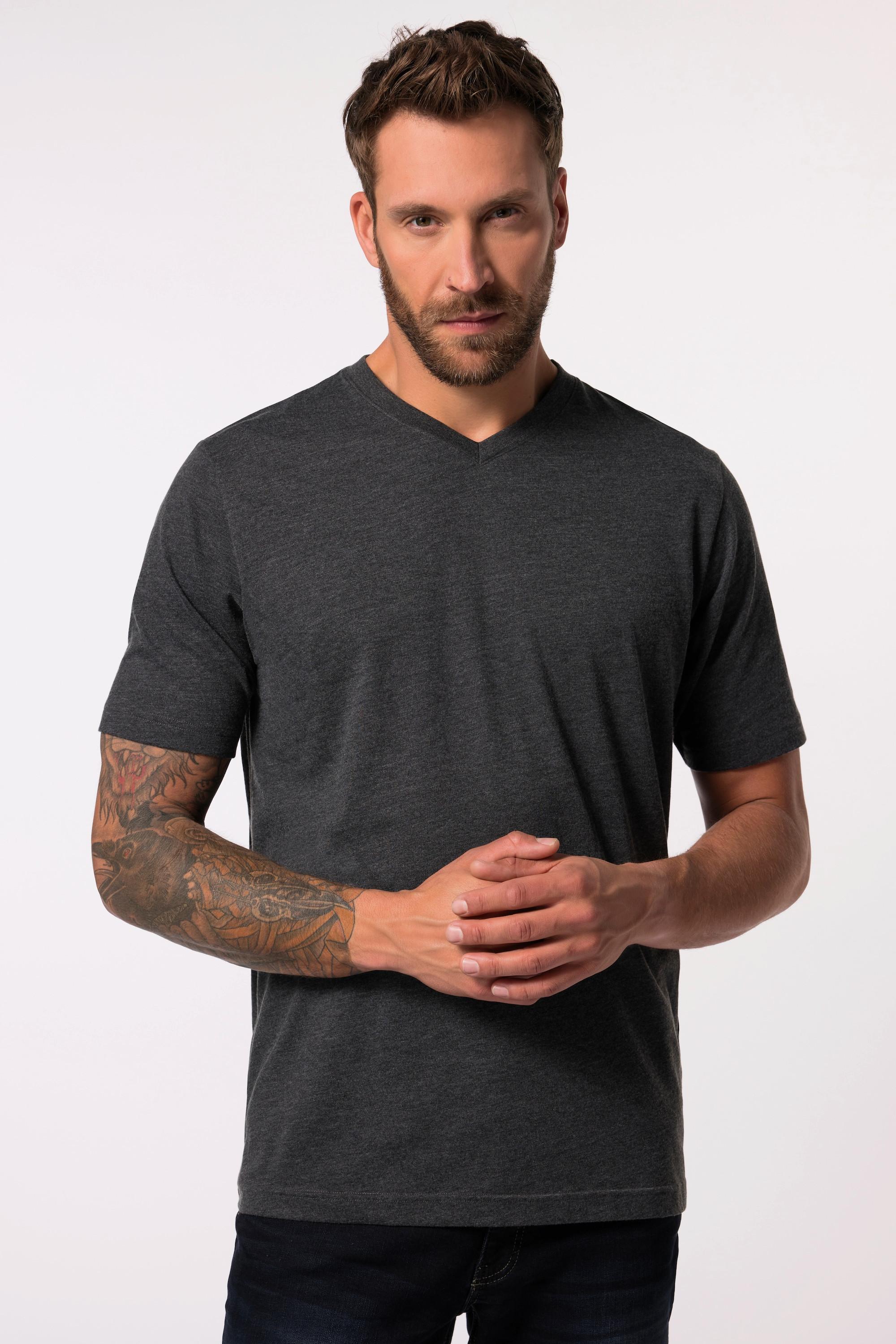 JP1880  T-shirt basic con scollo a V antracite mélange 