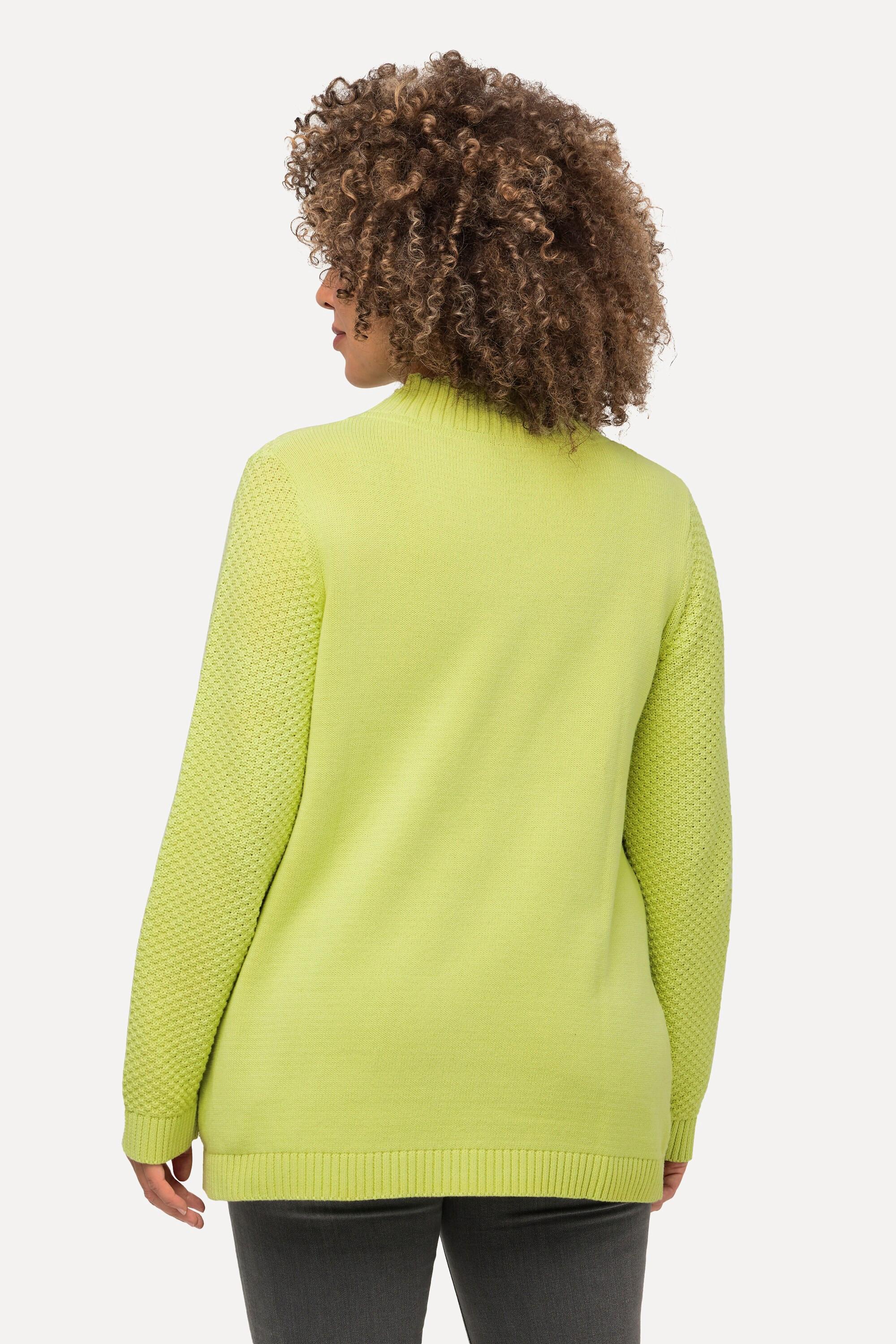 Ulla Popken  Pullover, Strukturstrick, Zopfmuster, Rundhals, Langarm 