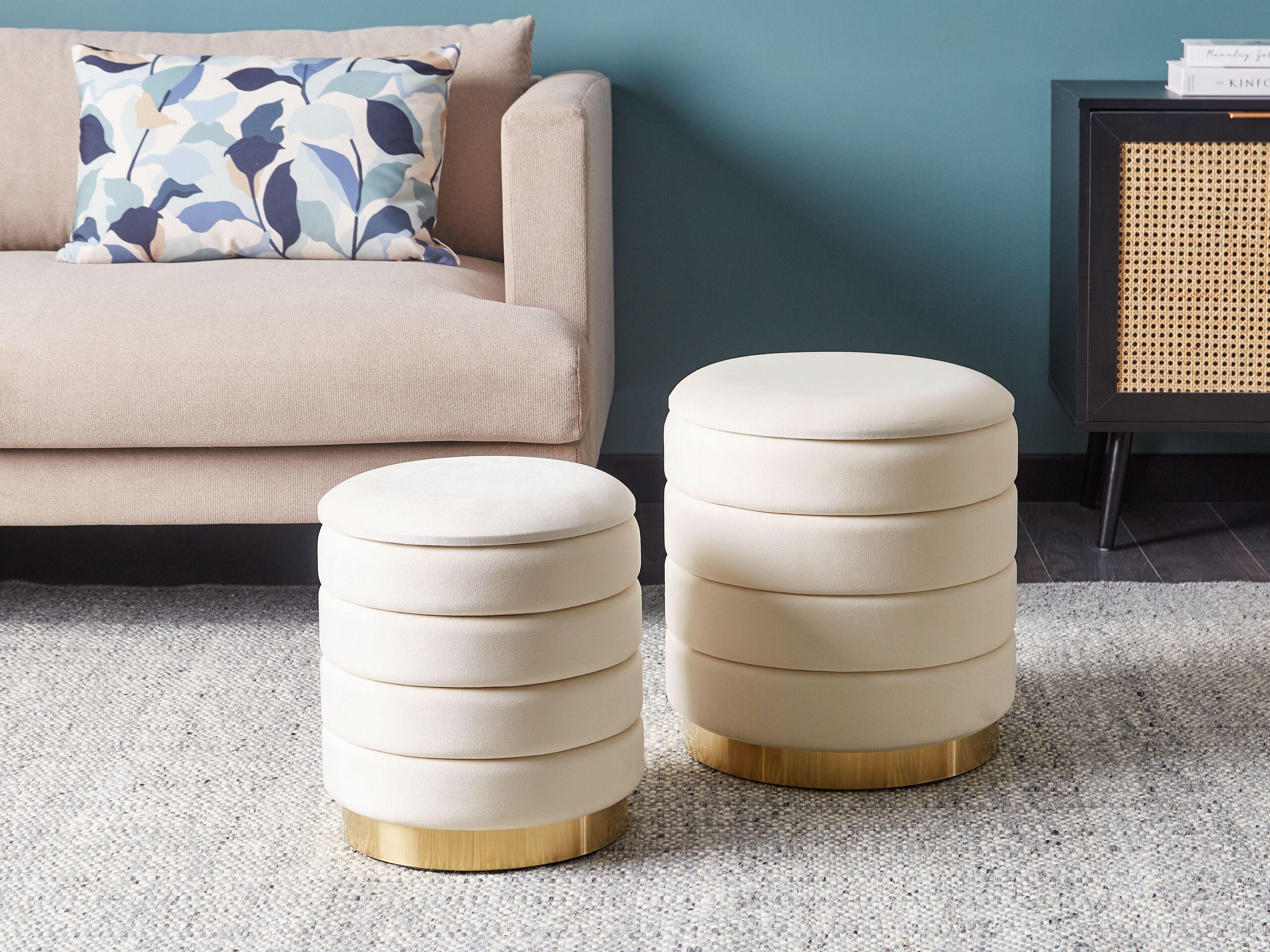 Beliani Pouf en Velours Glamour GARLAND  