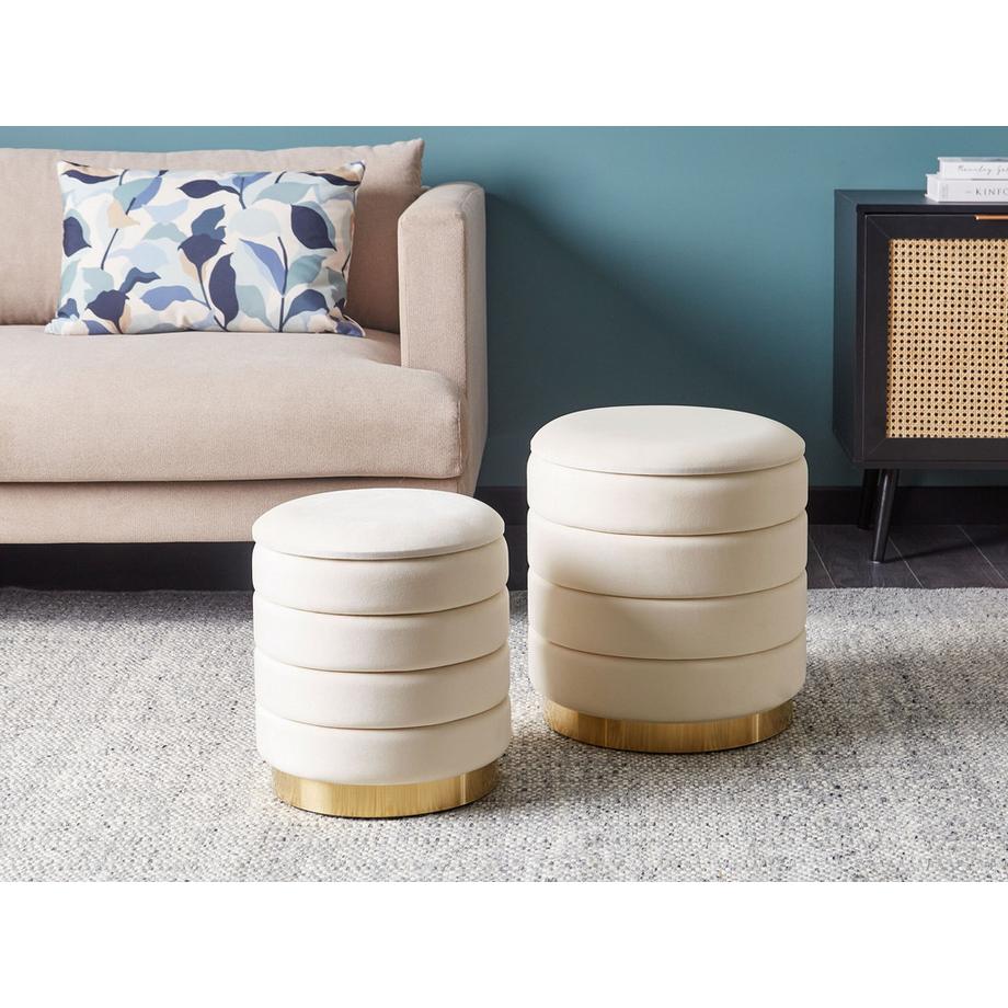 Beliani Lot de 2 poufs avec rangement en Velours  GARLAND  