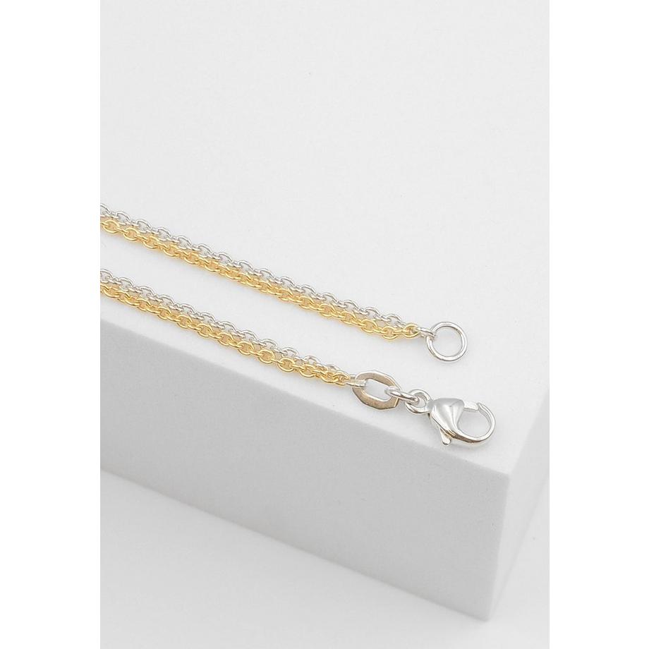 MUAU Schmuck  Collier d'forçat rond bicolore or jaune/or blanc 750, 1,5mm, 45cm 