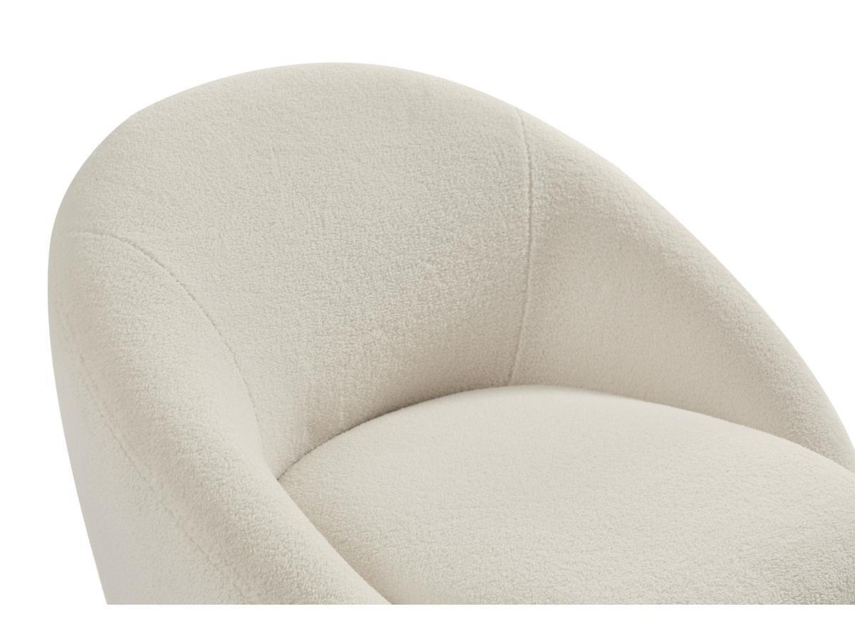 Vente-unique Fauteuil pivotant arrondi en tissu bouclette blanc LACARA  