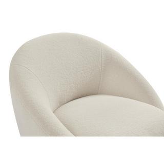 Vente-unique Fauteuil pivotant arrondi en tissu bouclette blanc LACARA  