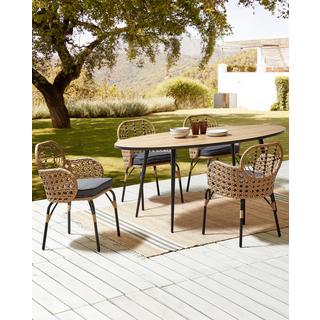 Beliani Lot de 4 chaises de jardin avec coussins en Polyrotin Boho PRATELLO  